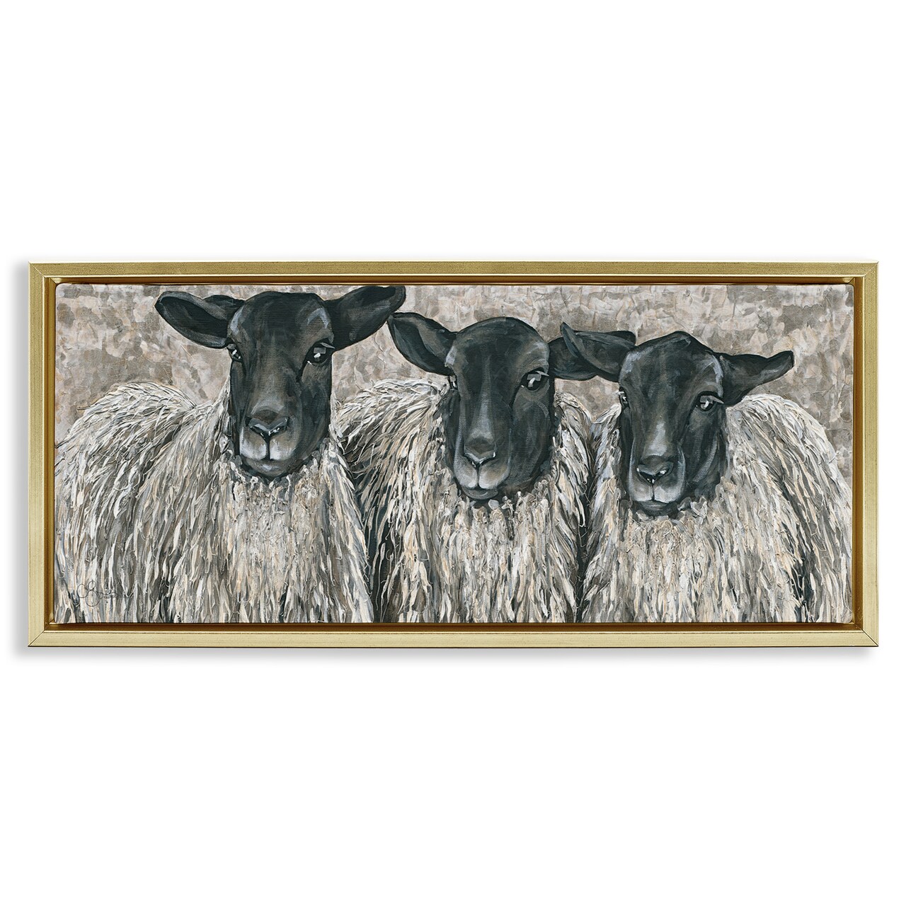 Stupell Industries Three Sheep Trio Portrait Framed Floater Canvas Wall Art